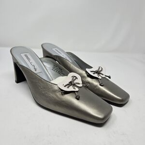 Vintage Bellini Milan Gun Metal Heel Square Toe Size 9.5 Women Leather